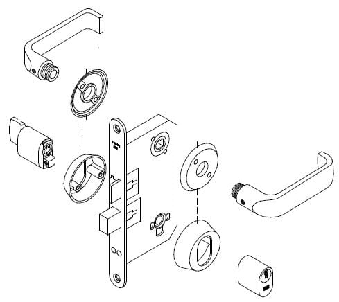TrioVing 5312 Full Lock Set Round Rose