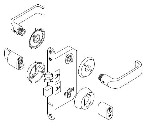 TrioVing 5316 Full Lock Set Round Rose