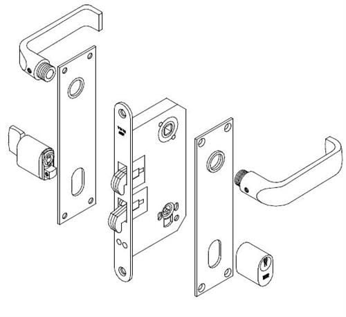 TrioVing 5382/8 Lock Set Long Plate