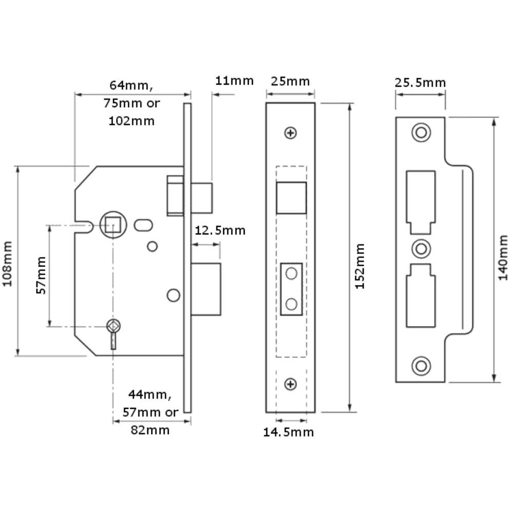 UNION 2226 Mortice Bathroom Lock
