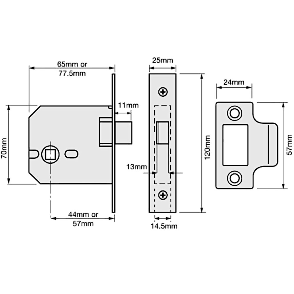 UNION 2677 Mortice Latch