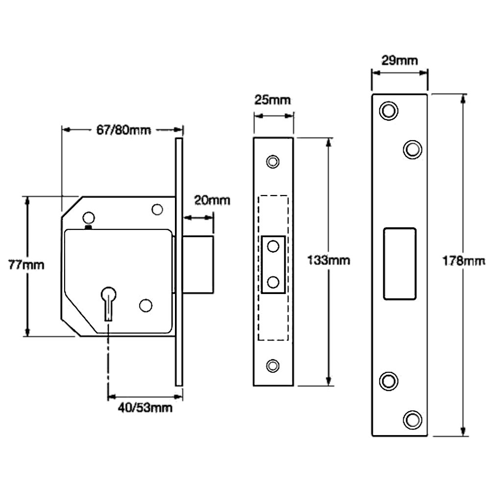 UNION C-Series 3G114E BS 5 Lever Deadlock