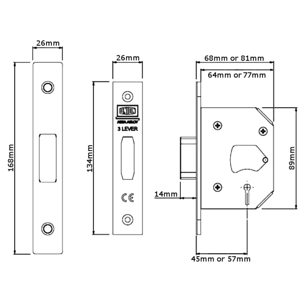 UNION J2103 StrongBOLT 3 Lever Deadlock