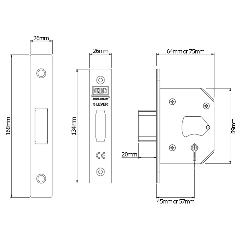 UNION J2105 StrongBOLT 5 Lever Deadlock