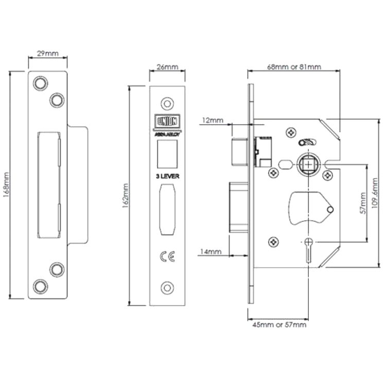 UNION J2203 StrongBOLT 3 Lever Sashlock