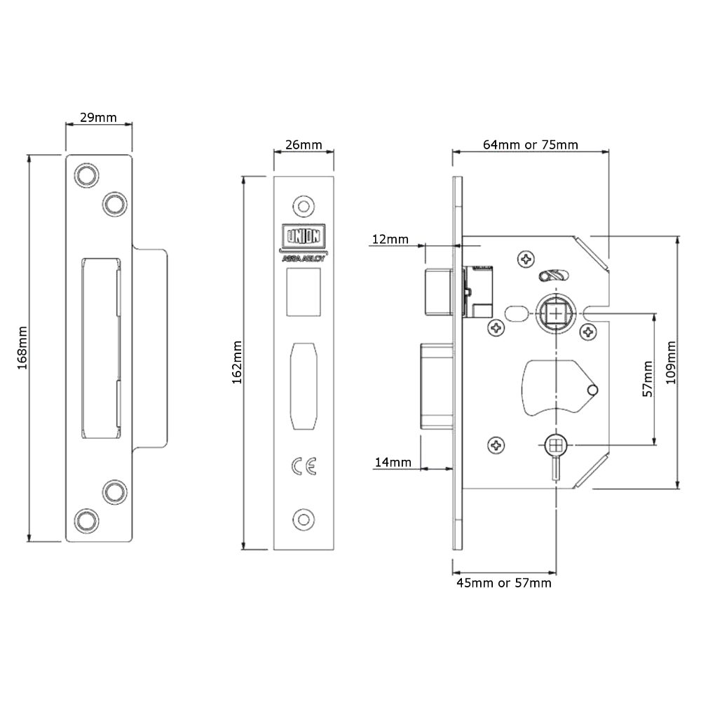 UNION J22WCS StrongBOLT Bathroom Lock