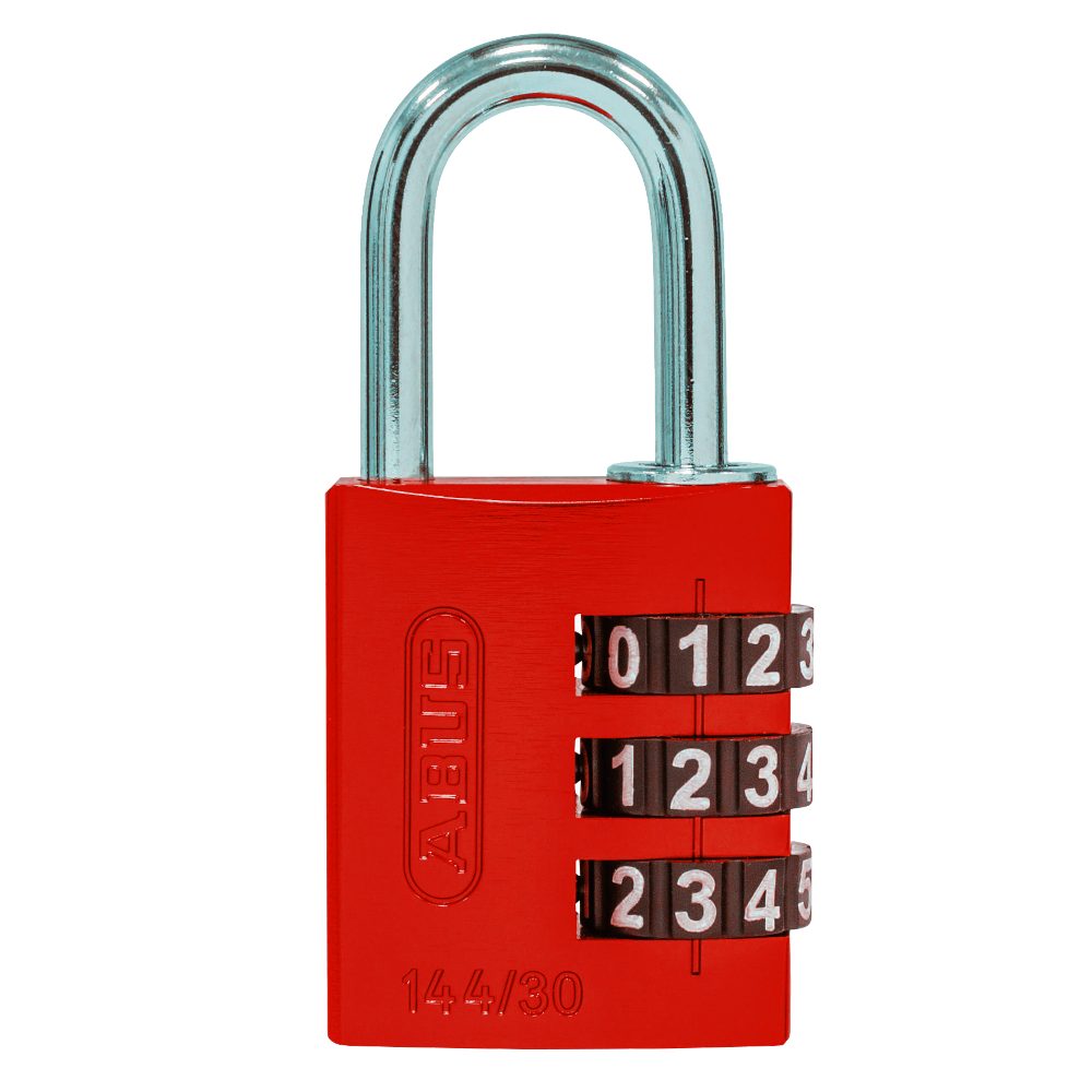 ABUS 144/30 Combination Padlock 30mm Body - L32689 - Red - 82196