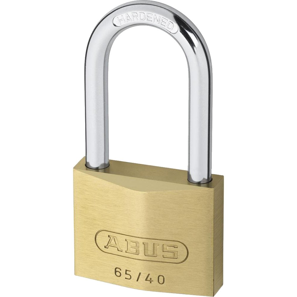 ABUS 65 Series Brass Long Shackle Padlock - L19147 - Brass - 65/40HB40 KA 6404