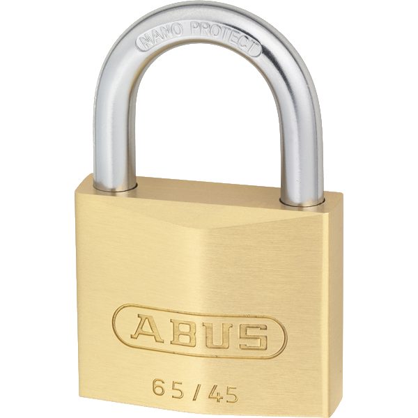 ABUS 65 Series Brass Open Shackle Padlock - L19537 - Brass - 65/45 KA 454