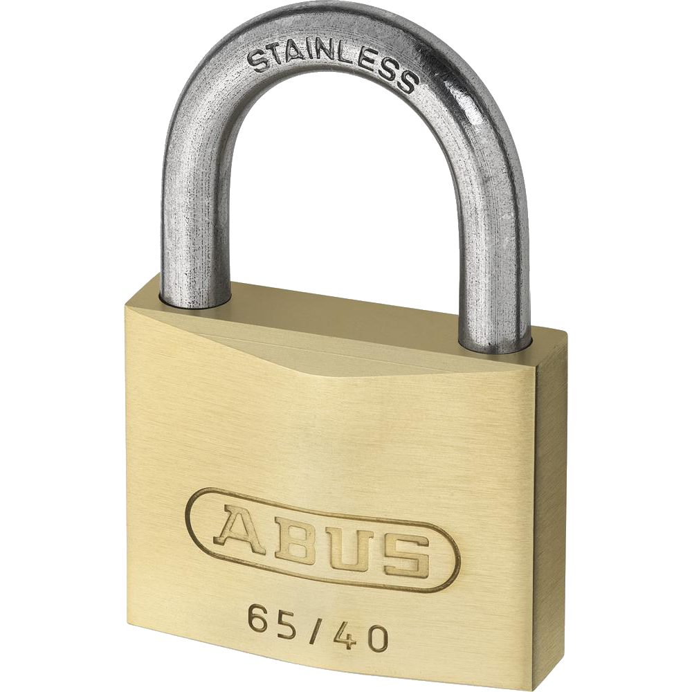 ABUS 65 Series Brass Open Stainless Steel Shackle Padlock - L19162 - Brass - 65IB/40 KA 6404