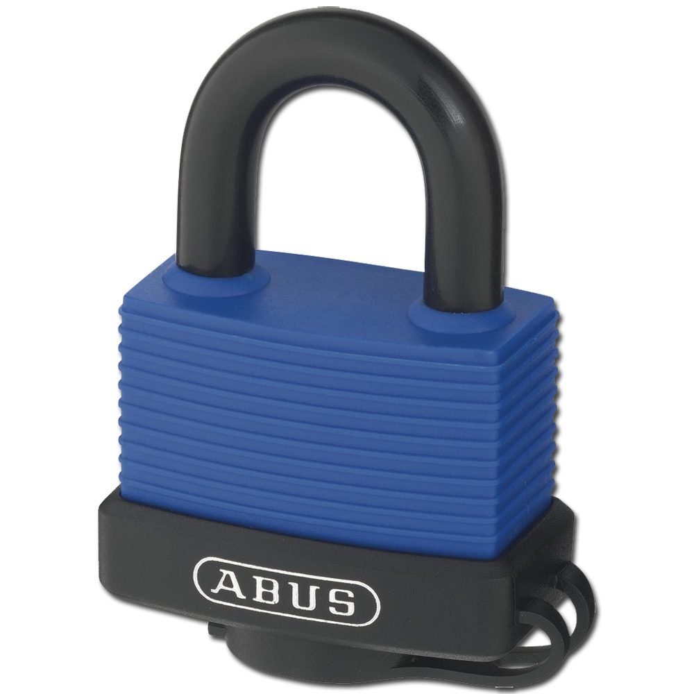 ABUS 70IB Series Aqua Safe Marine Brass Open Stainless Steel Shackle Padlock - L19174 - Black &amp;amp; Blue - 70IB/50 C