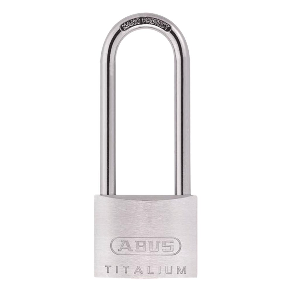 ABUS Titalium 64TI Series Long Shackle Padlock - L21595 - Silver - 64TI/50HB80 C