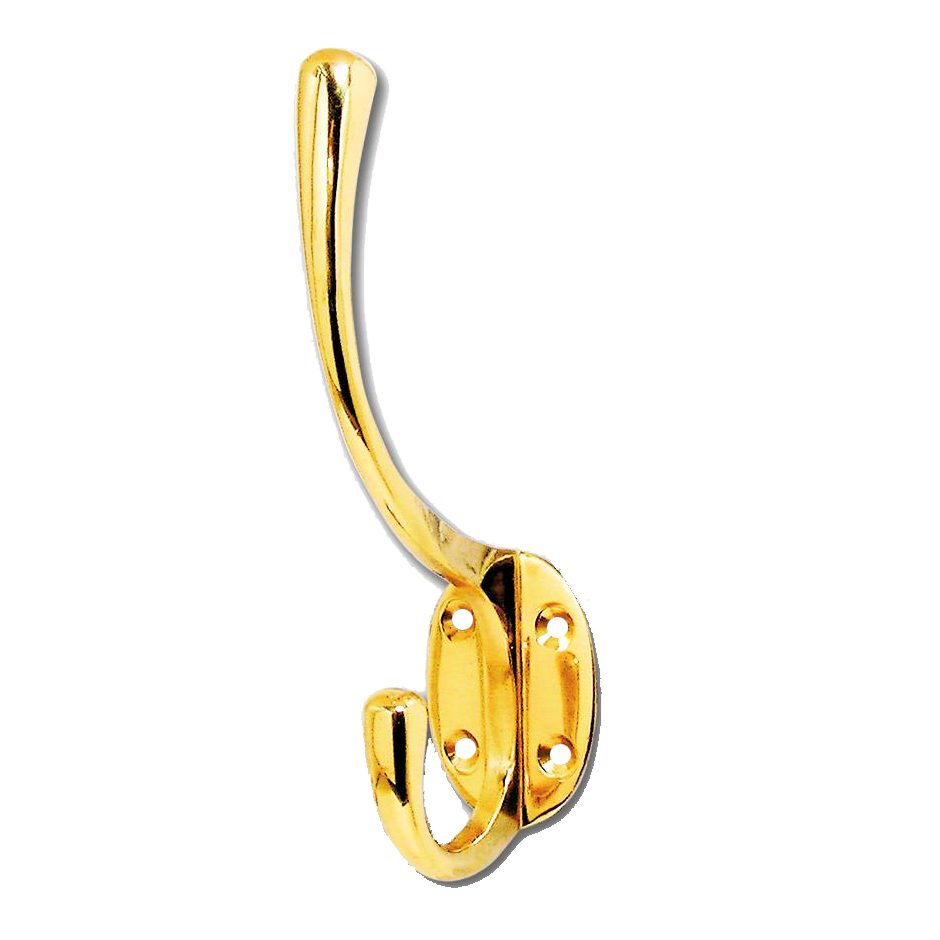 ASEC 150mm Oval Hat &amp; Coat Hook - AS3724 - Polished Brass - AS3724