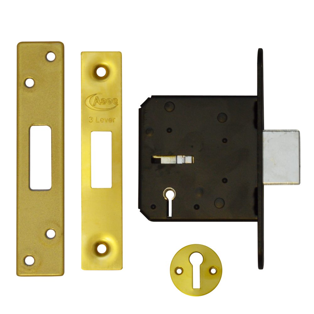 ASEC 3 Lever Deadlock - AS1015 - Polished Brass - AS1015