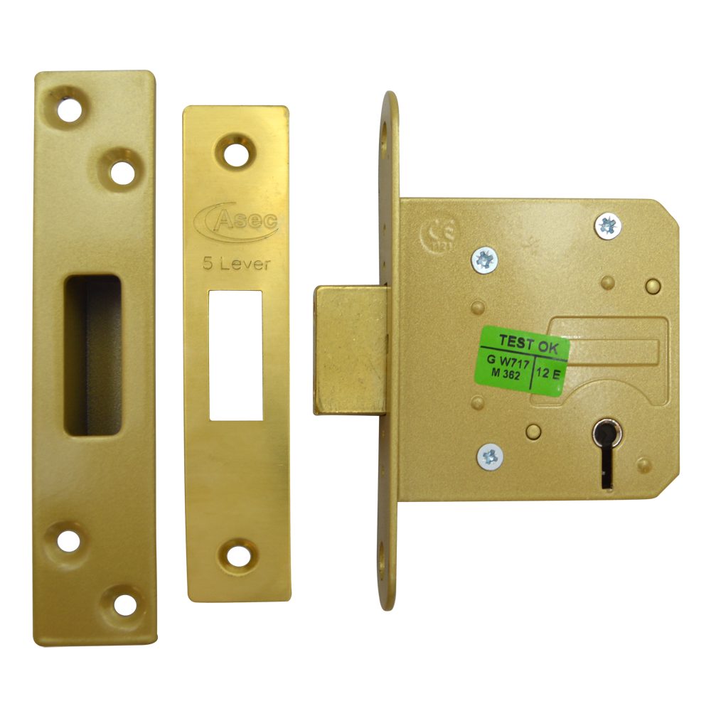 ASEC 5 Lever Deadlock - AS1017 - Polished Brass - AS1017
