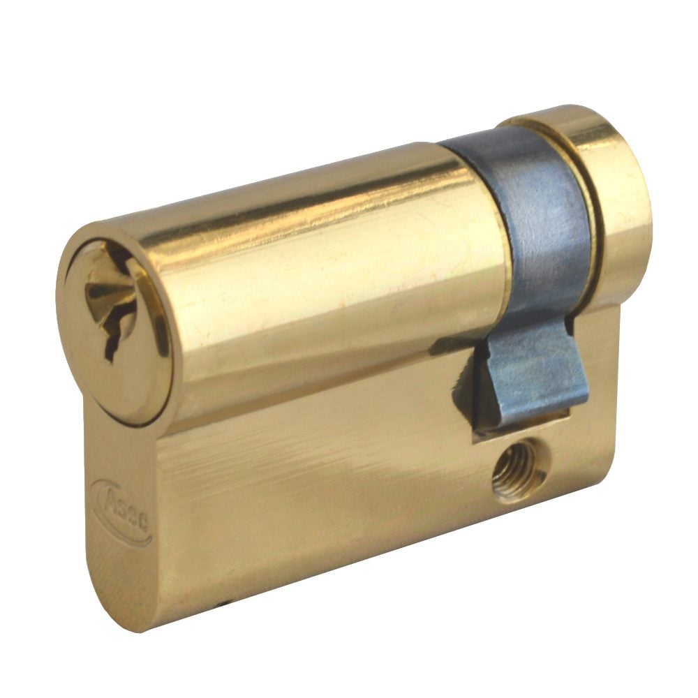 ASEC 5-Pin Euro Half Cylinder - AS10849 - 45mm - Polished Brass - AS10849