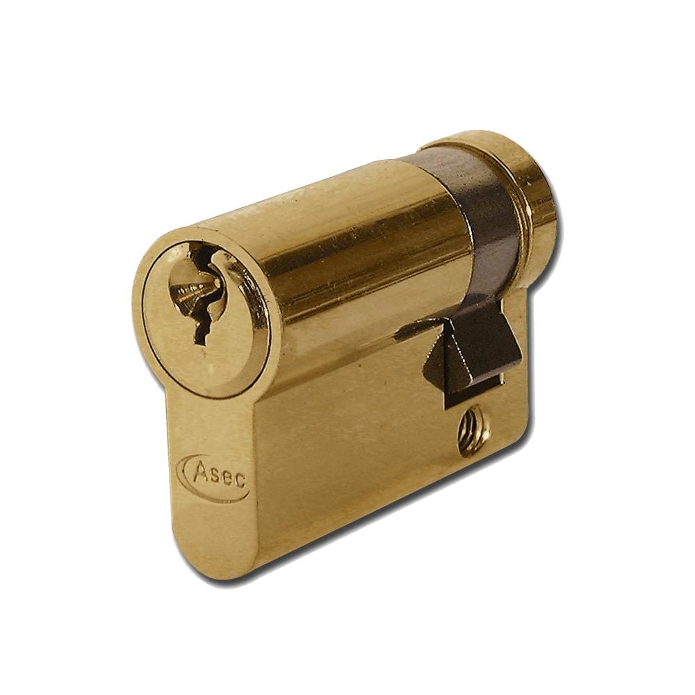 ASEC 5-Pin Euro Half Cylinder - AS1193 - 45mm - Polished Brass - AS1193