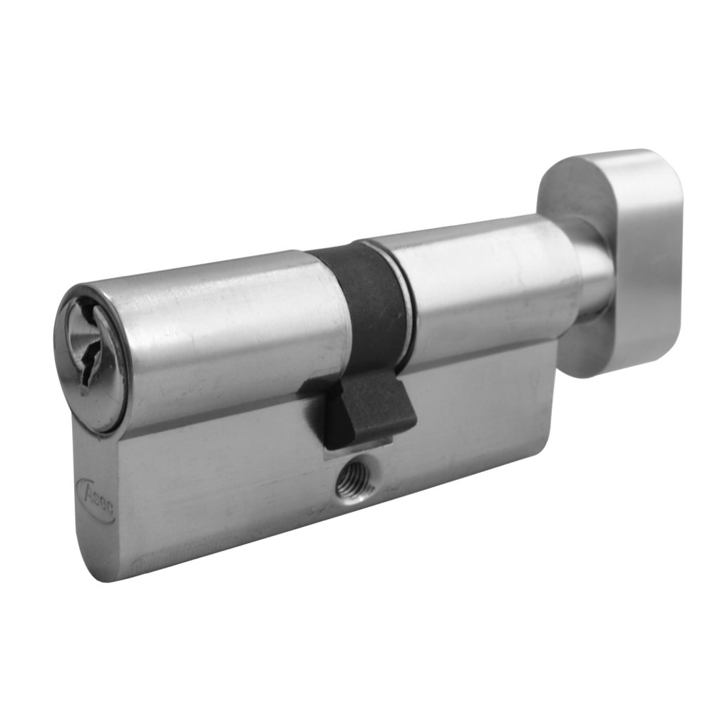 ASEC 5-Pin Euro Key &amp; Turn Cylinder - AS1169 - 30/T30 - Nickel Plated - AS1169