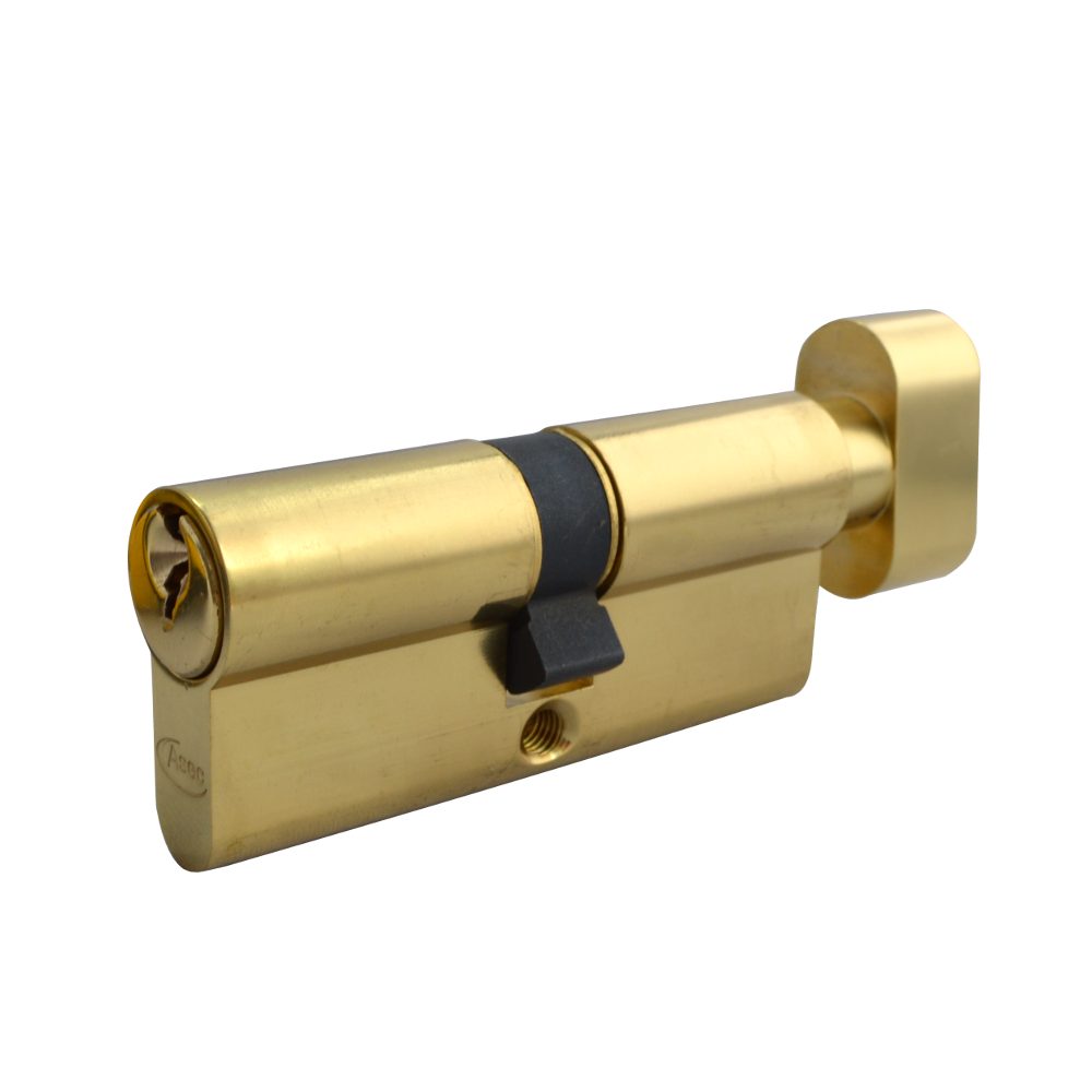 ASEC 5-Pin Euro Key &amp; Turn Cylinder - AS1197 - 35/T35 - Polished Brass - AS1197
