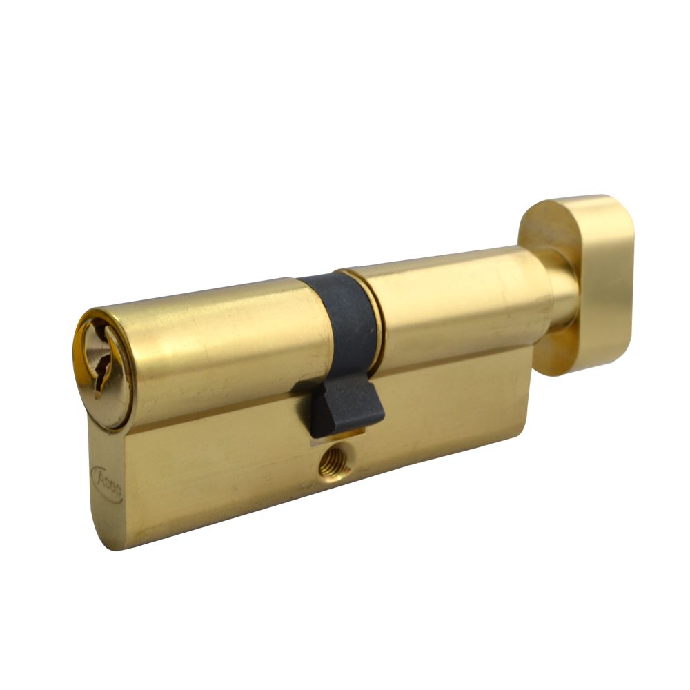 ASEC 5-Pin Euro Key &amp; Turn Cylinder - AS1401 - 35/T45 - Polished Brass - AS1401