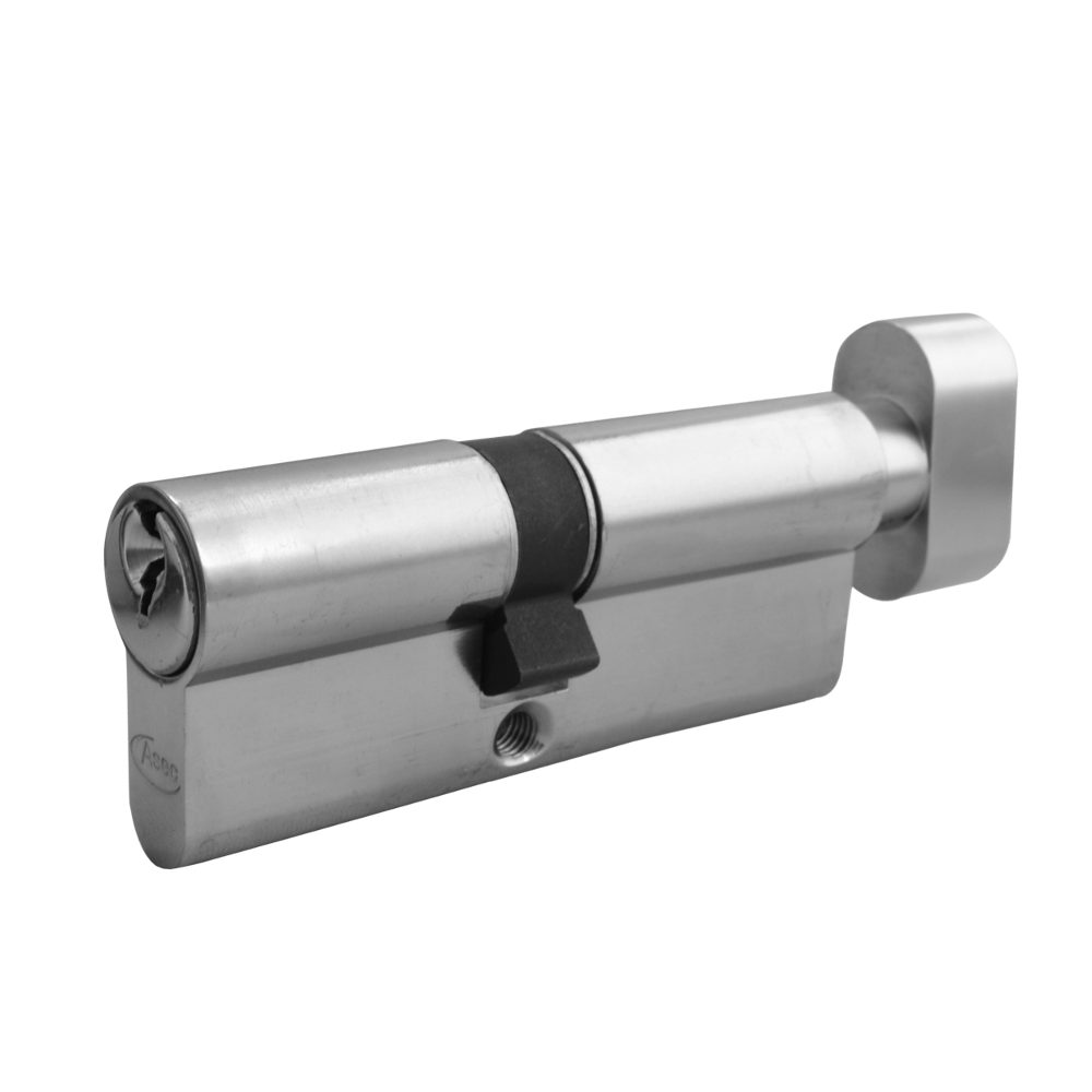 ASEC 5-Pin Euro Key &amp; Turn Cylinder - AS1391 - 35/T55 - Nickel Plated - AS1391