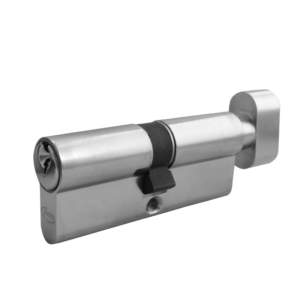 ASEC 5-Pin Euro Key &amp; Turn Cylinder - AS1191 - 40/T40 - Nickel Plated - AS1191