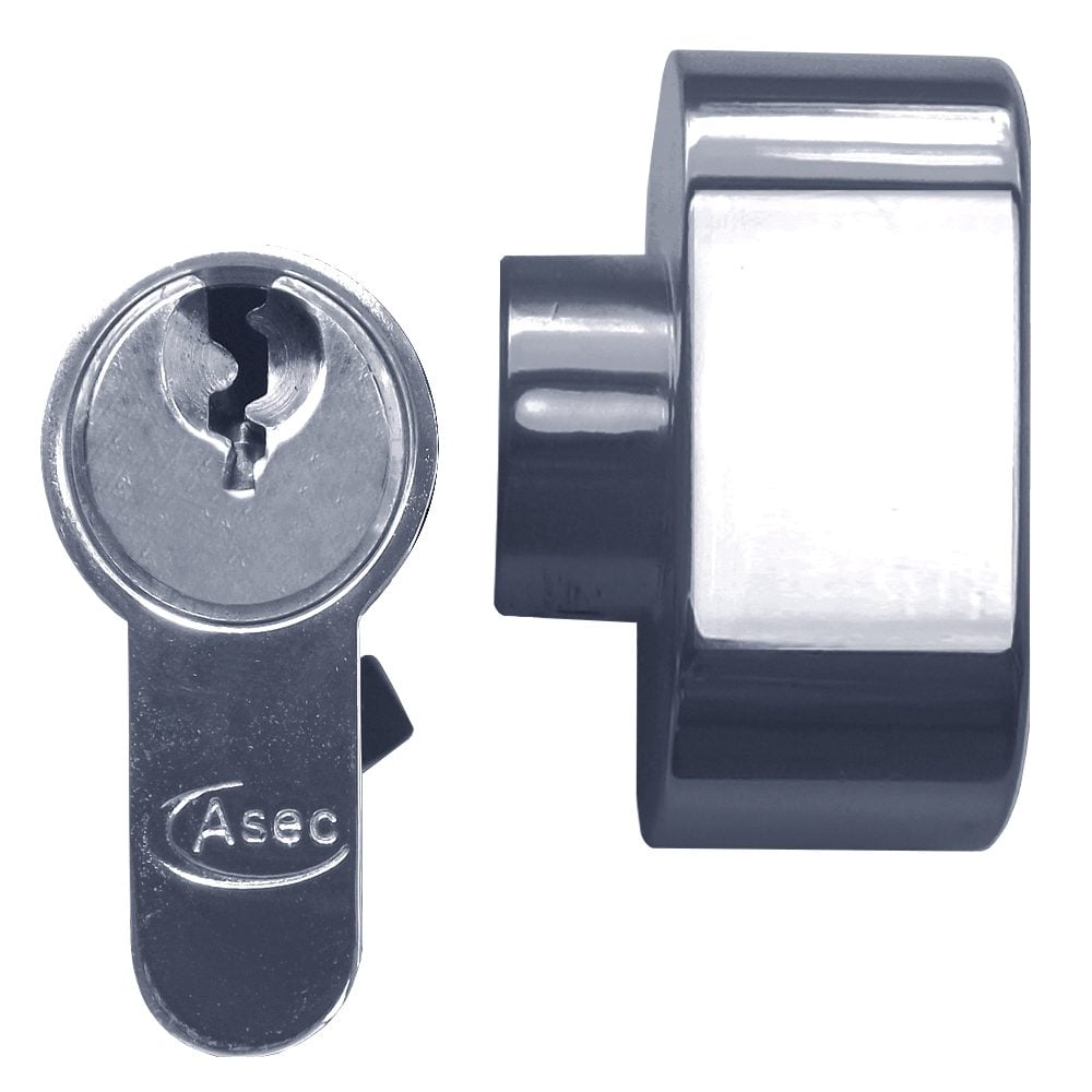 ASEC 5-Pin Euro Key &amp; Turn Cylinder - AS10741 - 40/T45 - Nickel Plated - AS10741