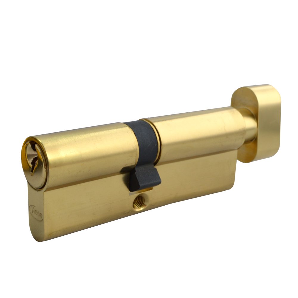 ASEC 5-Pin Euro Key &amp; Turn Cylinder - AS1388 - 40/T60 - Polished Brass - AS1388