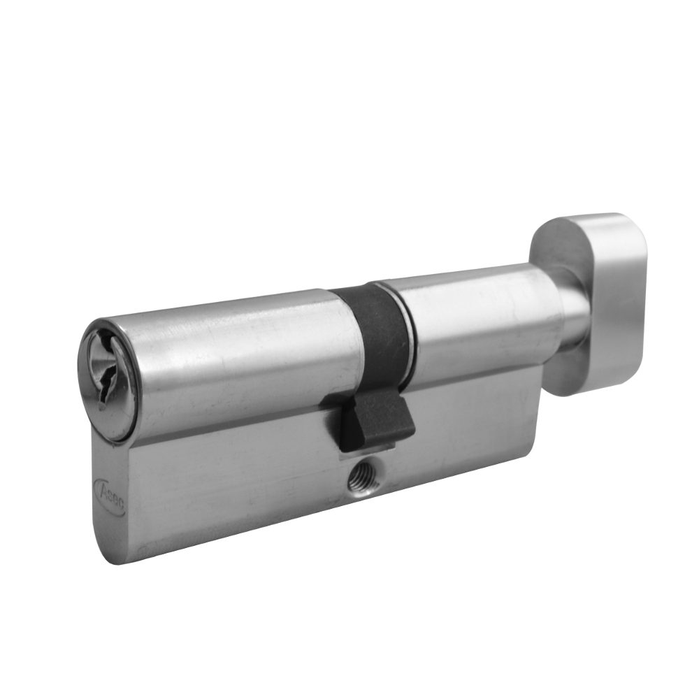 ASEC 5-Pin Euro Key &amp; Turn Cylinder - AS1398 - 45/T35 - Nickel Plated - AS1398