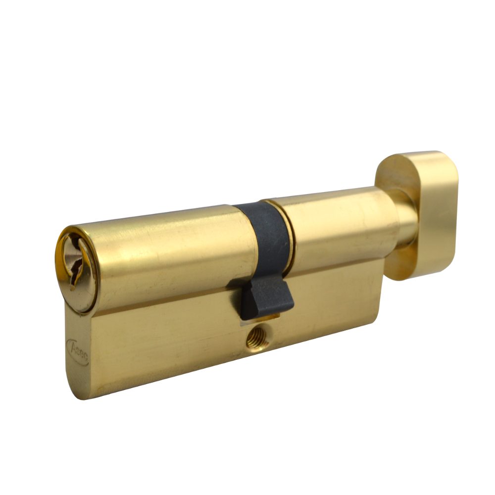 ASEC 5-Pin Euro Key &amp; Turn Cylinder - AS1400 - 45/T35 - Polished Brass - AS1400