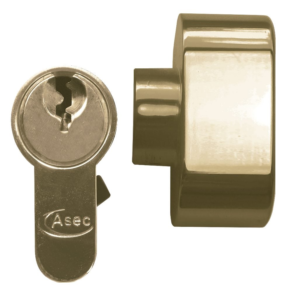 ASEC 5-Pin Euro Key &amp; Turn Cylinder - AS10754 - 60/T40 - Polished Brass - AS10754