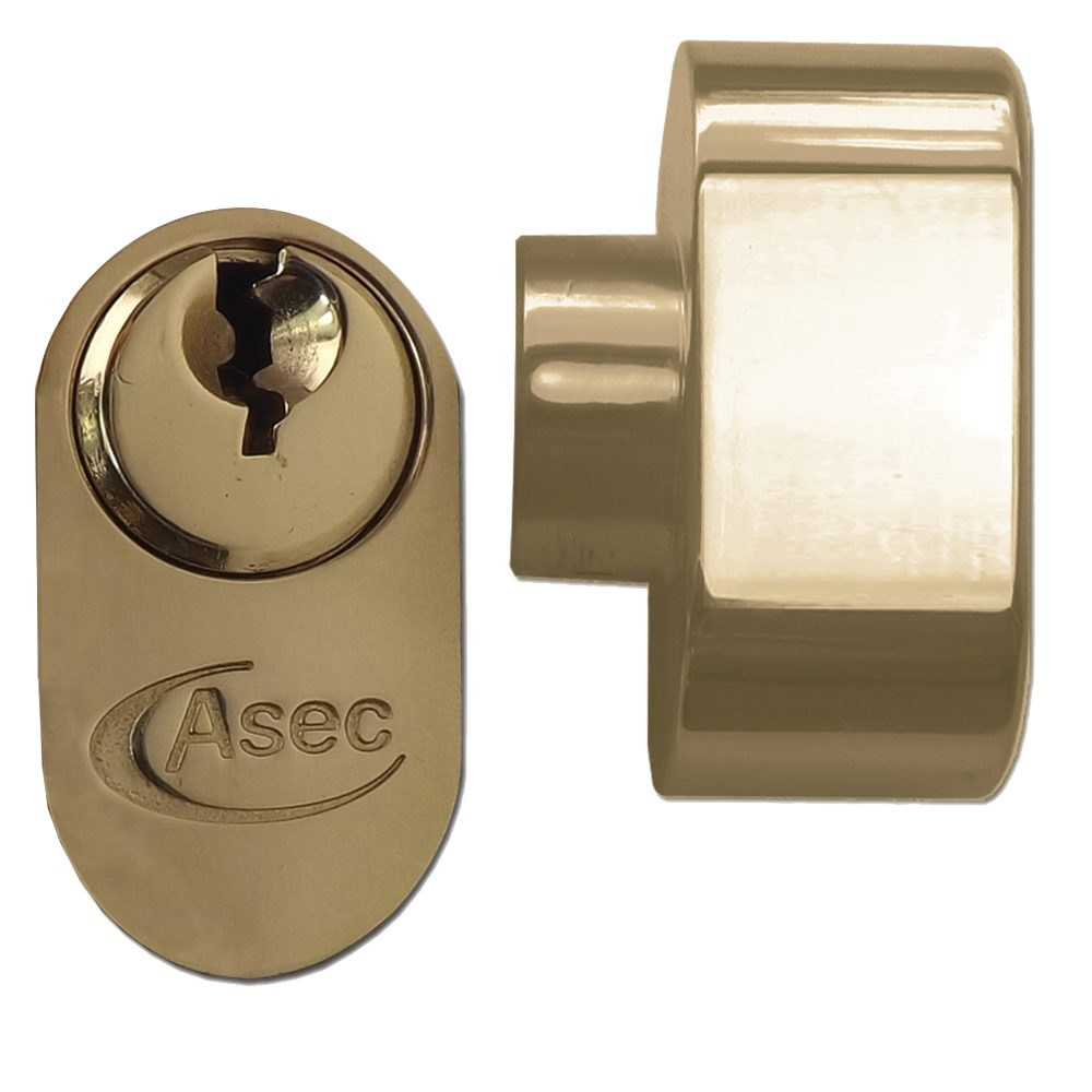 ASEC 5-Pin Oval Key &amp; Turn Cylinder - AS1372 - 35/T35 - Polished Brass - AS1372