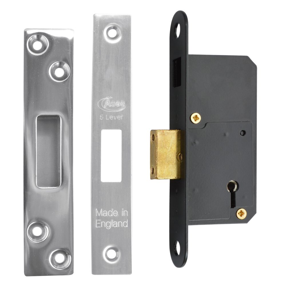 ASEC 50mm 5 Lever Deadlock - AS11355 - Stainless Steel - AS11355