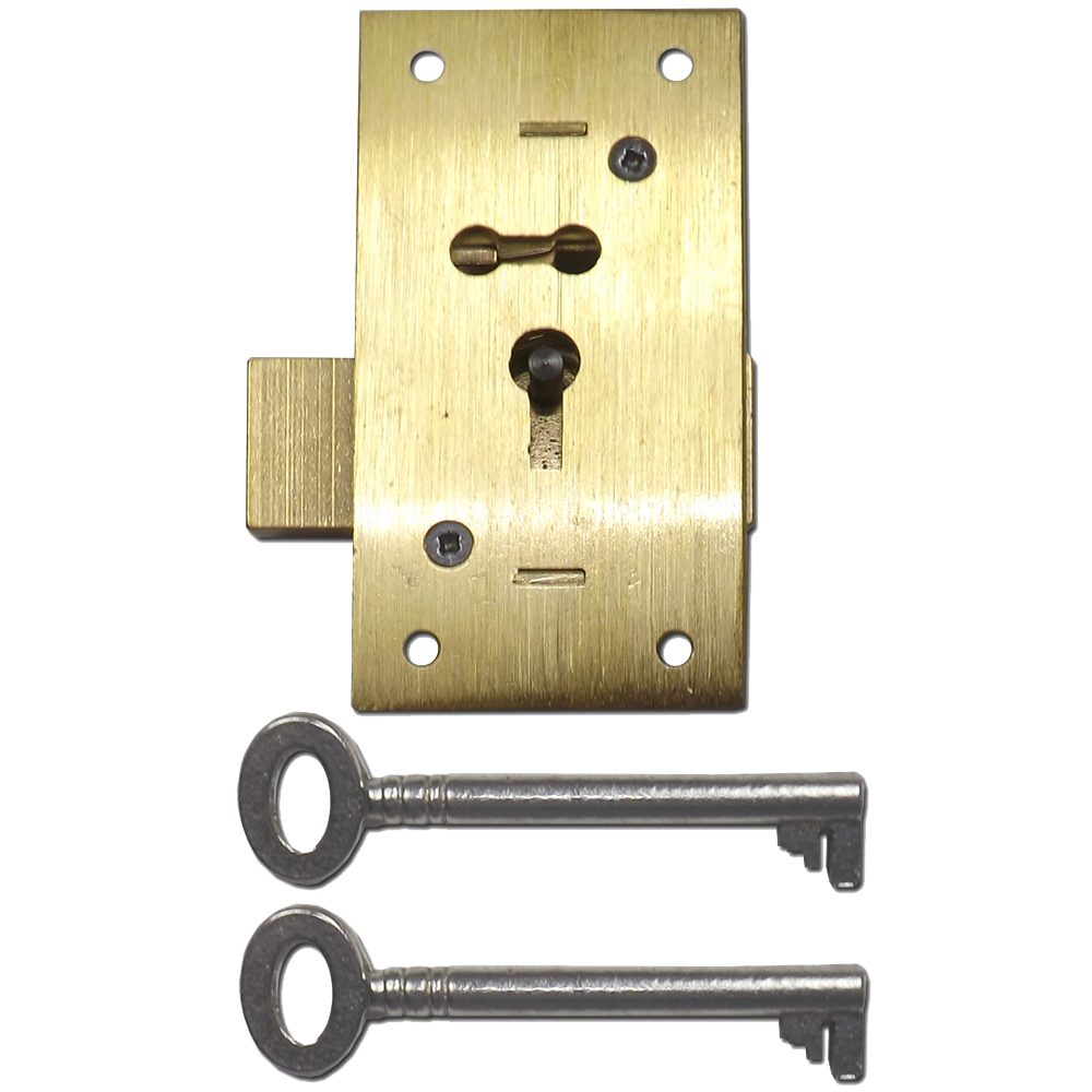ASEC 51 2 &amp; 4 Lever Straight Cupboard Lock - AS6534 - Satin Brass - AS6534