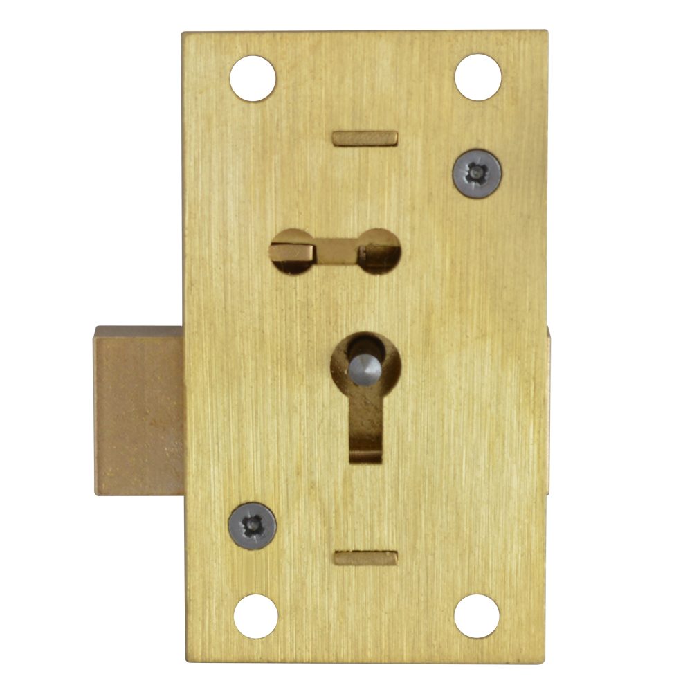 ASEC 51 2 &amp; 4 Lever Straight Cupboard Lock - AS6537 - Satin Brass - AS6537