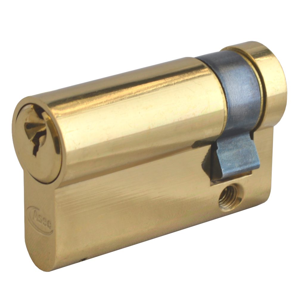 ASEC 6-Pin Euro Half Cylinder - AS10787 - 50mm - Polished Brass - AS10787