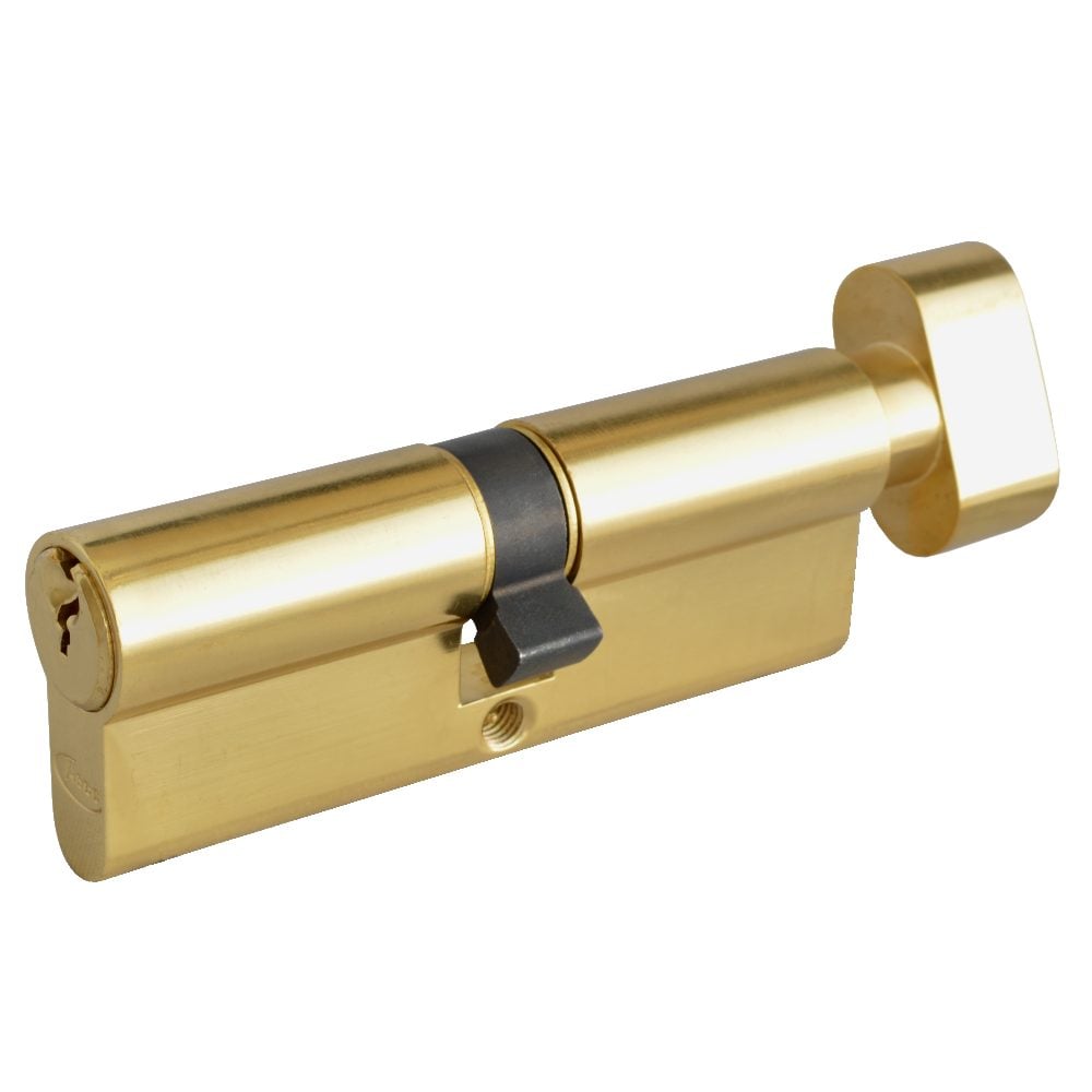 ASEC 6-Pin Euro Key &amp; Turn Cylinder - AS10792 - 40/T40 - Polished Brass - AS10792