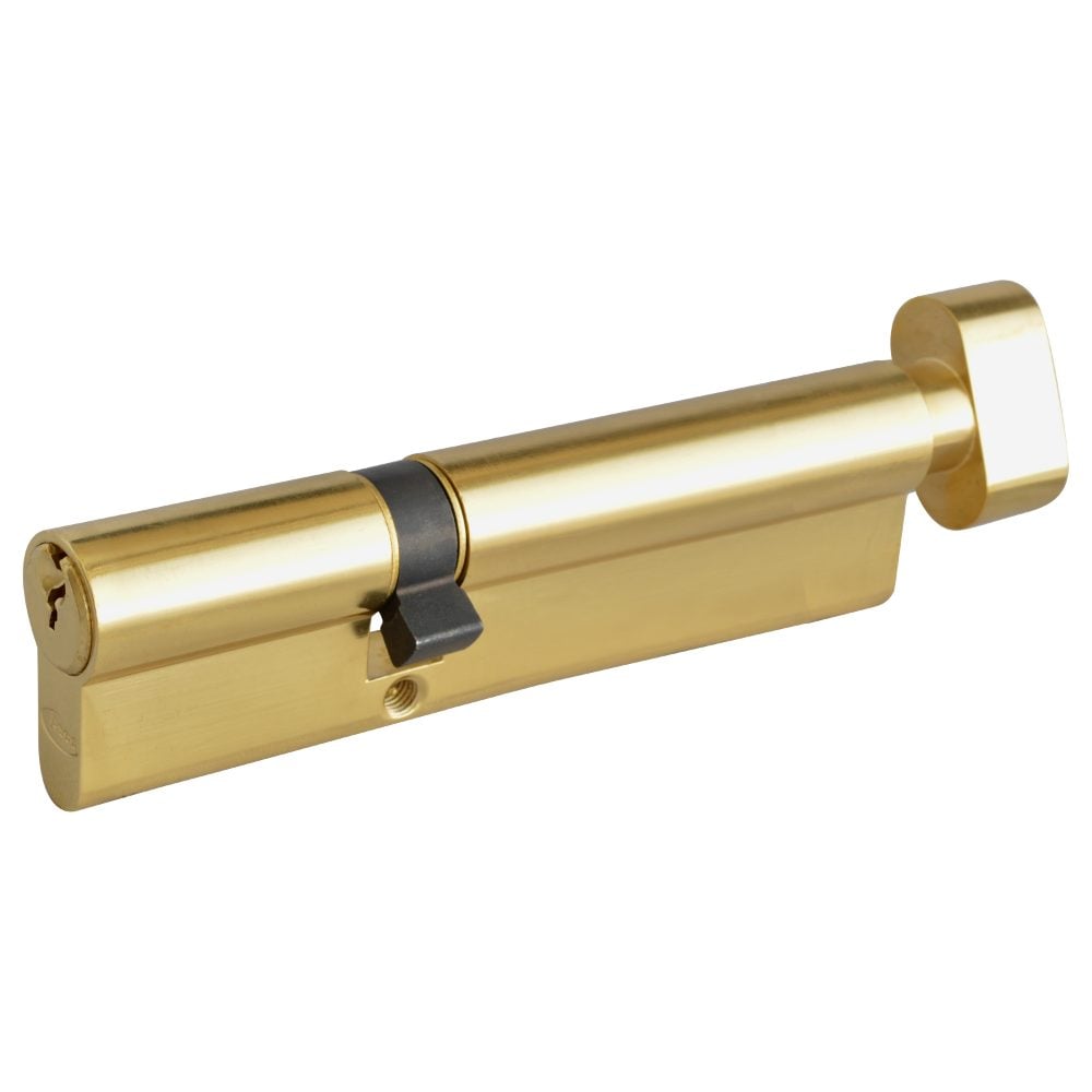 ASEC 6-Pin Euro Key &amp; Turn Cylinder - AS10882 - 45/T75 - Polished Brass - AS10882