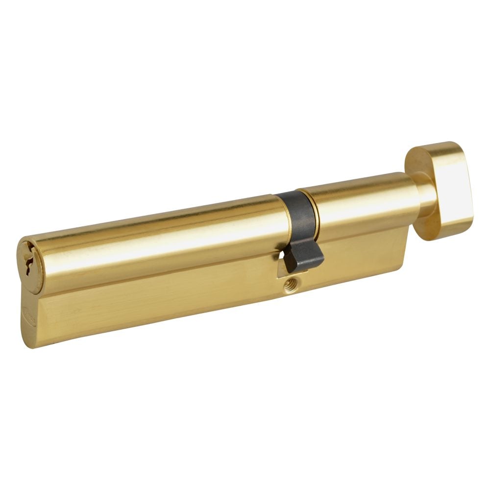 ASEC 6-Pin Euro Key &amp; Turn Cylinder - AS10880 - 75/T45 - Polished Brass - AS10880
