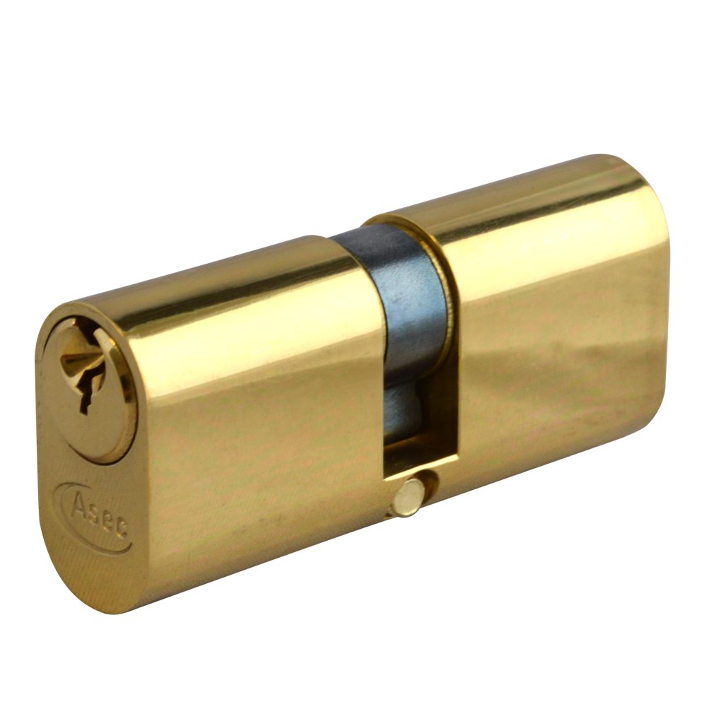 ASEC 6-Pin Oval Double Cylinder - AS1432 - 35/35 - Polished Brass - AS1432