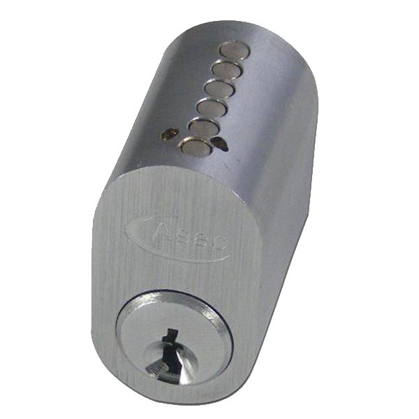 ASEC 6-Pin Scandinavian Oval External Cylinder - AS1443 - Satin Chrome - AS1443