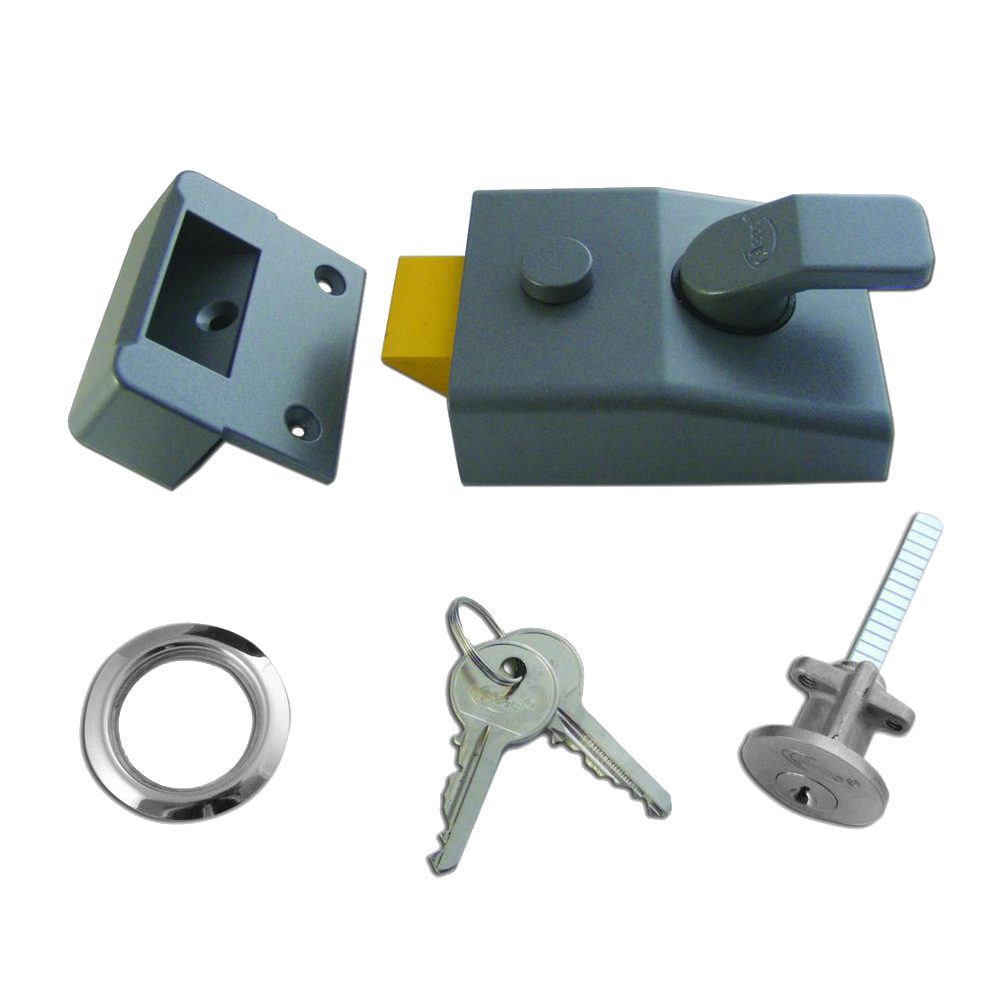 ASEC AS14 &amp; AS18 Non-Deadlocking Nightlatch - AS1723 - Dull Metal Grey Case &amp;amp; Satin Chrome Cylinder - AS1723
