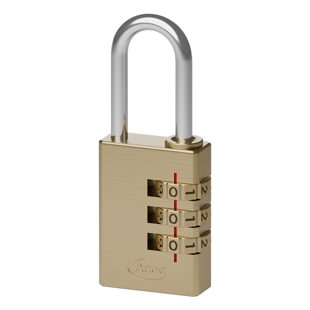 ASEC Brass Open Shackle Combination Padlock - AS2552 - Brass - AS2552