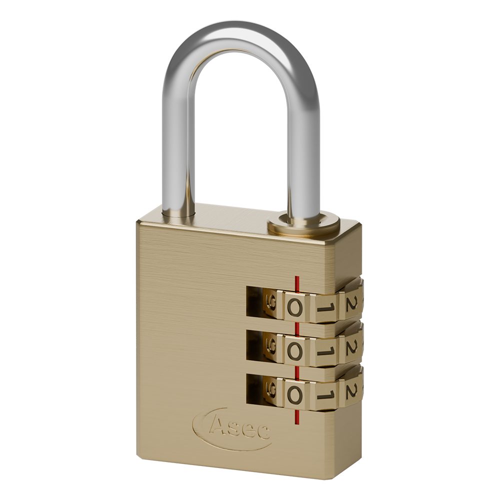 ASEC Brass Open Shackle Combination Padlock - AS2553 - Brass - AS2553