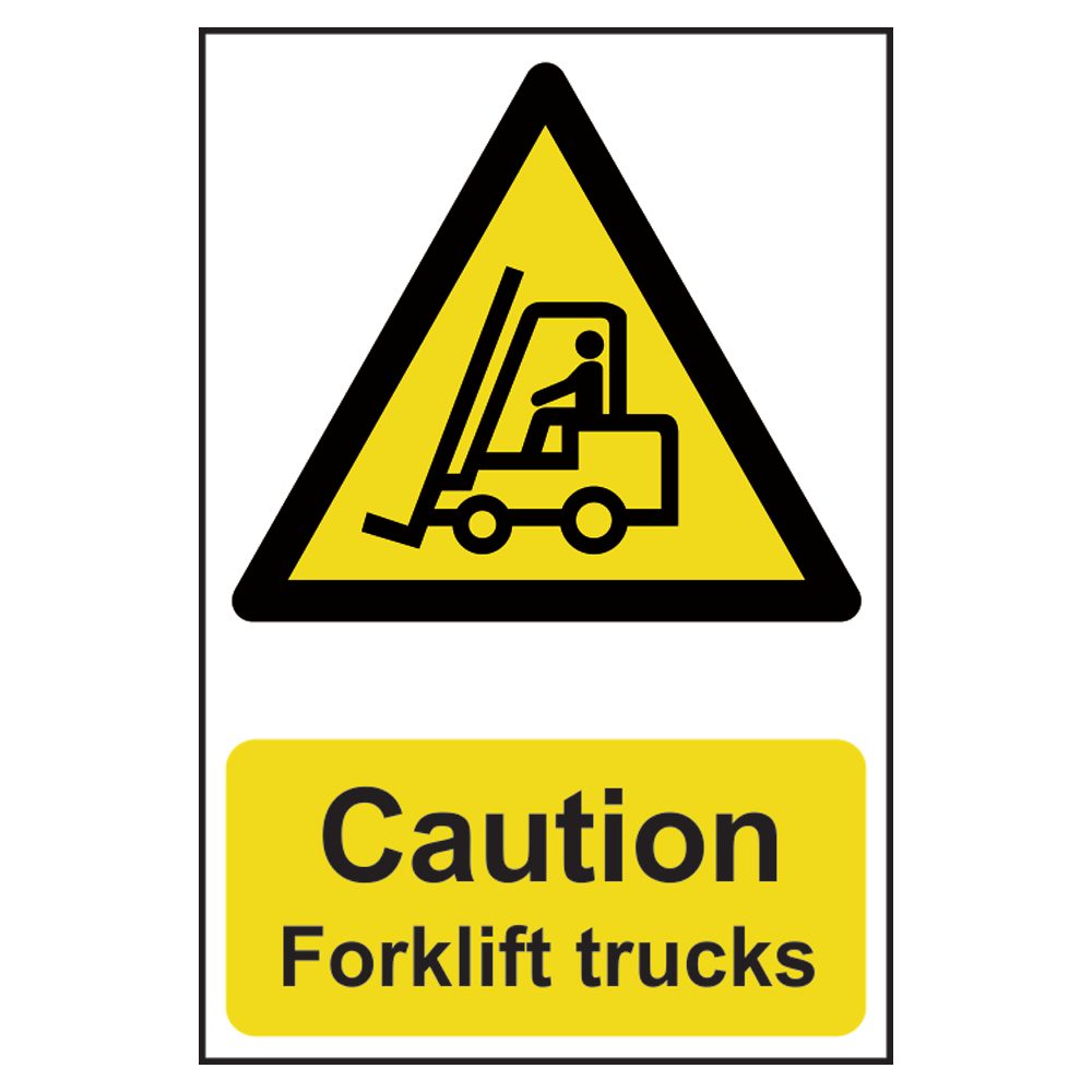 ASEC `Caution: Forklift Trucks` Sign 200mm x 300mm - AS11517 - Black &amp;amp; Yellow - AS11517