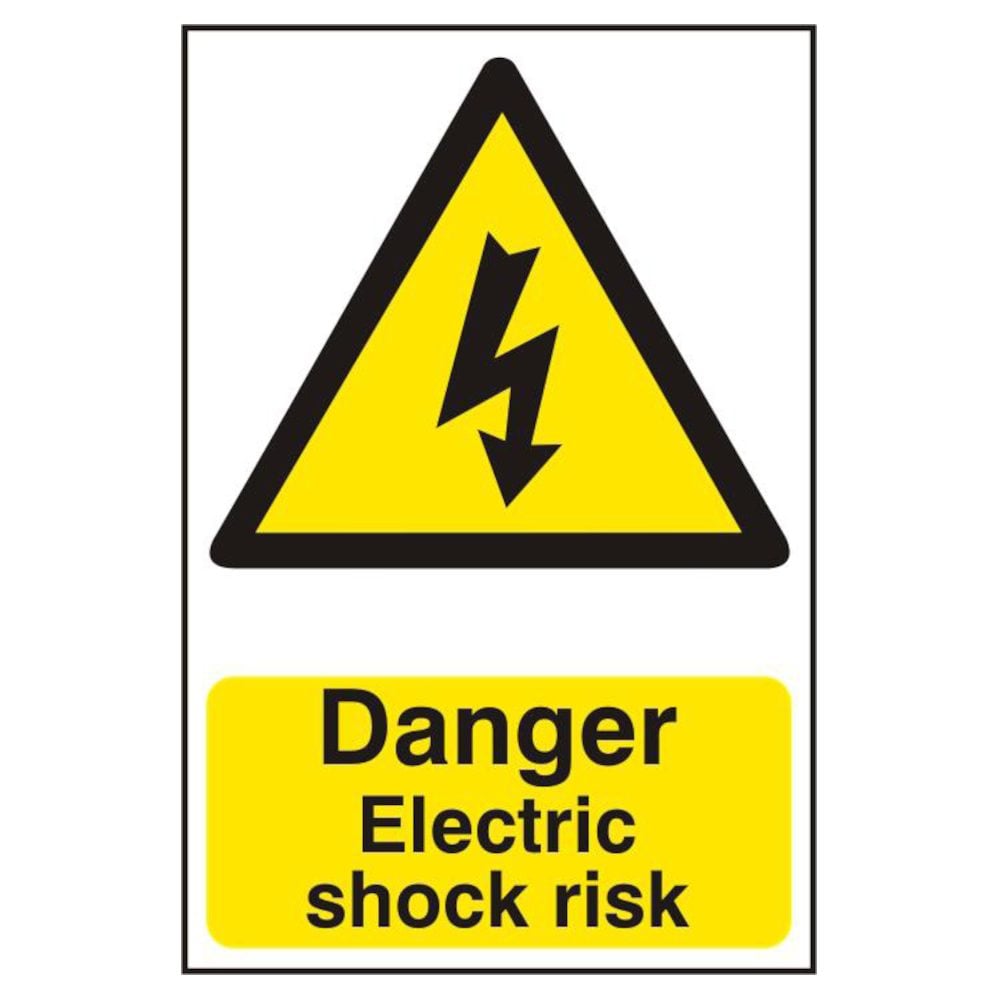 ASEC `Danger Electric Shock Risk` 200mm x 300mm PVC Self Adhesive Sign