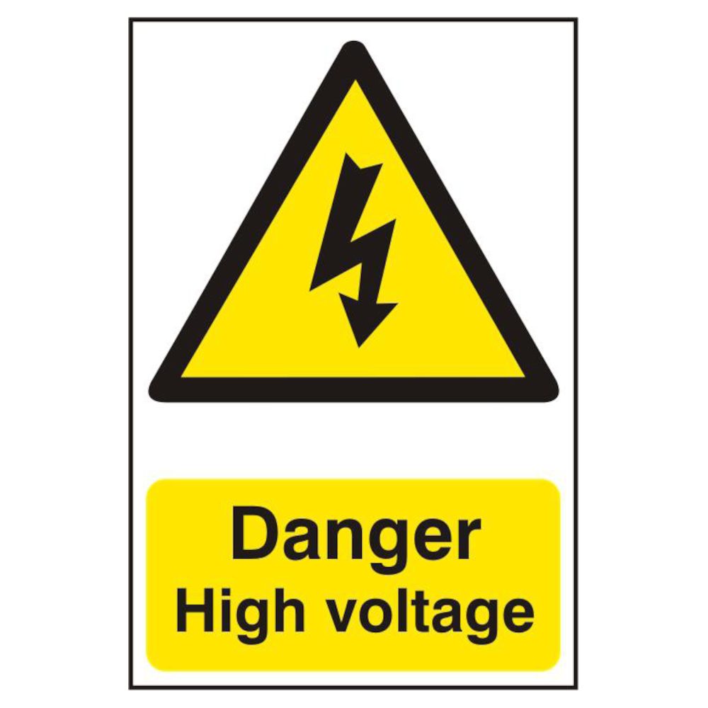 ASEC `Danger High Voltage` 200mm x 300mm PVC Self Adhesive Sign