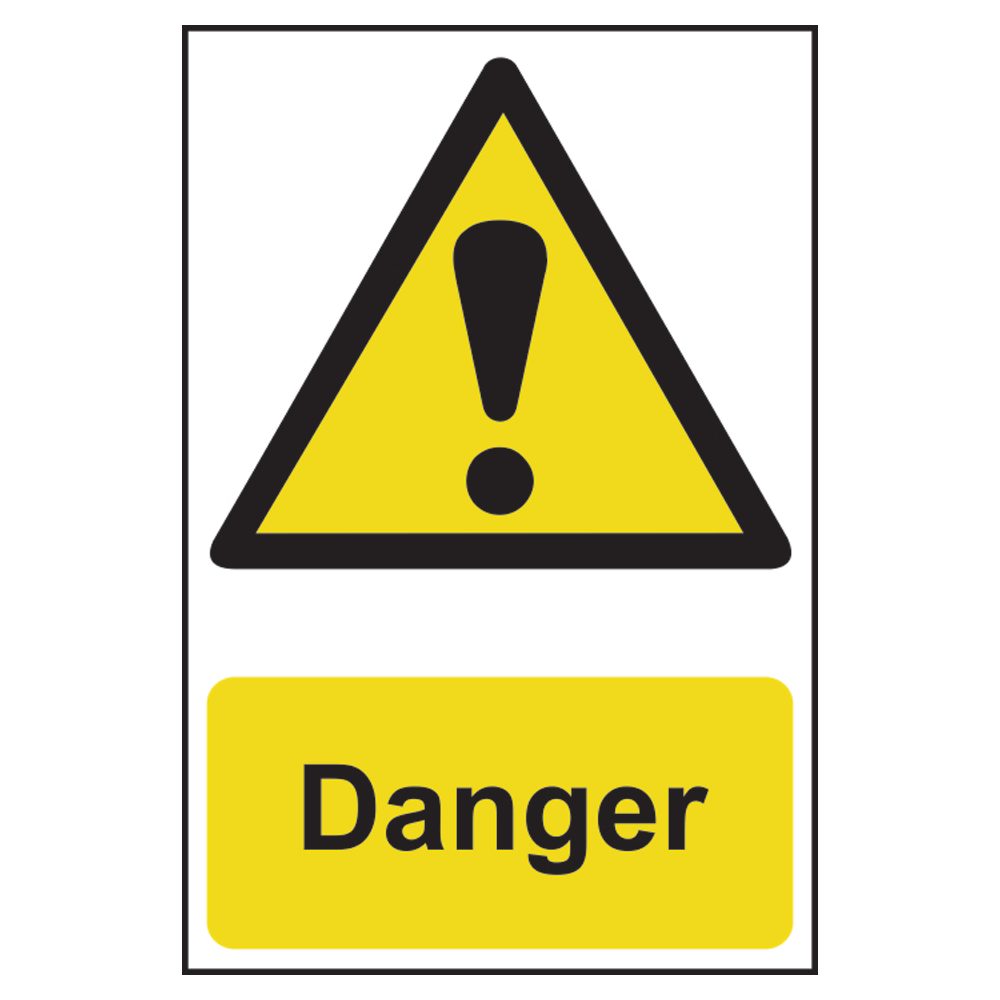 ASEC Danger Warning Sign PVC 200mm x 300mm - AS11522 - Black &amp;amp; Yellow - AS11522