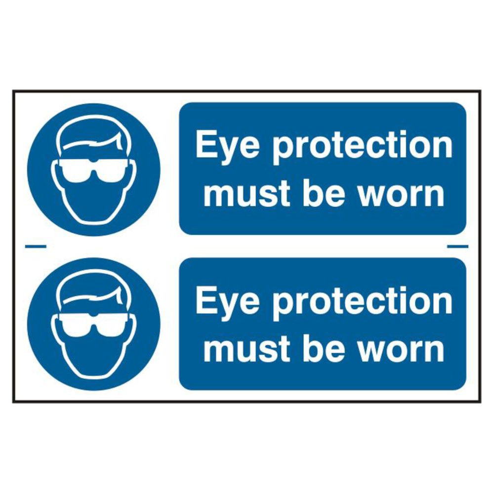 ASEC `Eye Protection Must Be Worn` 300mm x 100mm PVC Self Adhesive Sign