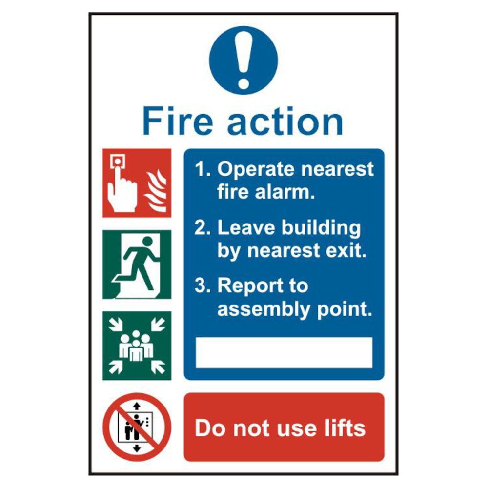 ASEC Fire Action Procedure 200mm x 300mm PVC Self Adhesive Sign
